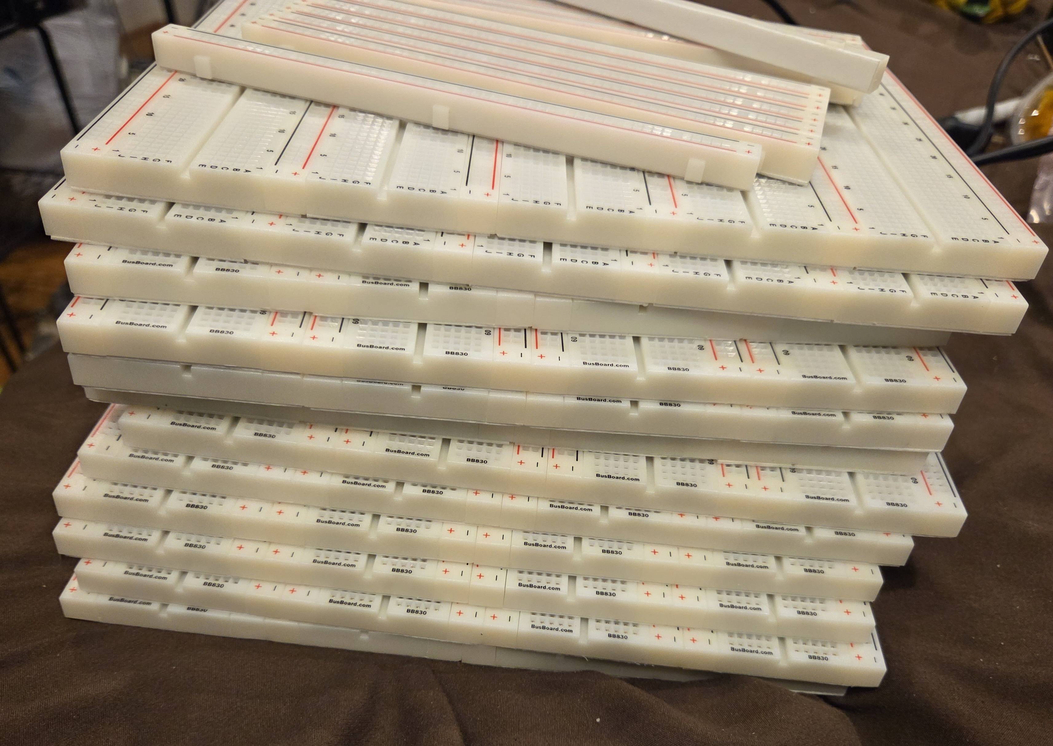 50 breadboards staring at you, sliding down.
